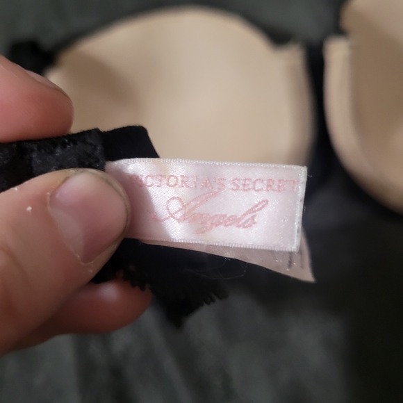 VICTORIA’S SECRET ANGELS LACE BRA 34D BLACK FLORAL LACE - Picture 5 of 5